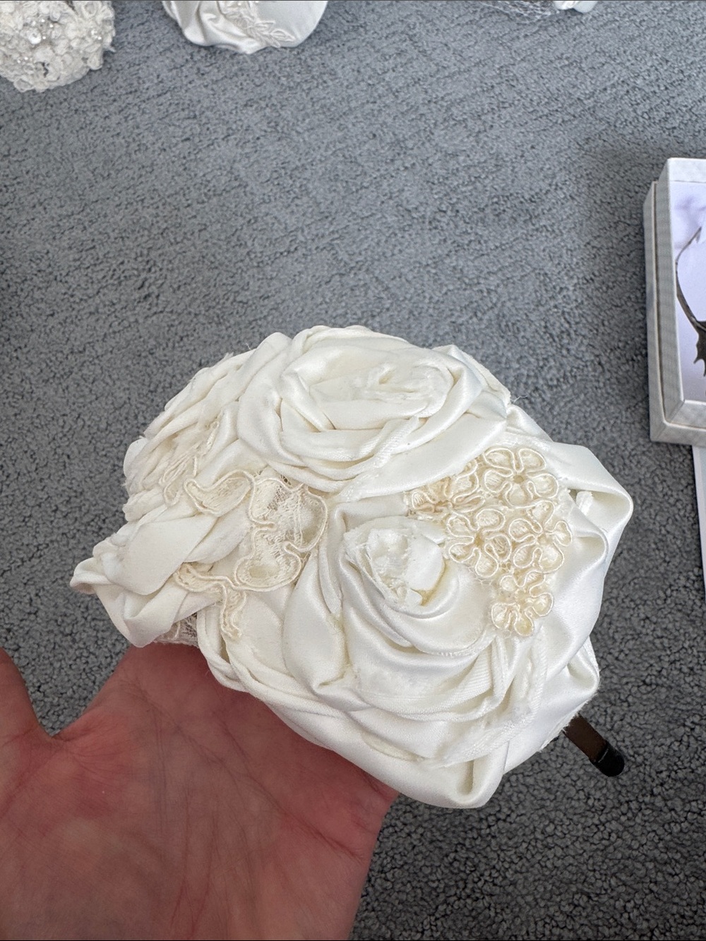 Ivory Satin Floral Rosette Fascinator Headband